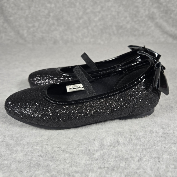 Carter's Other - Carters Girls 10M Black Glitter Sparkly Mary Jane Dress Shoes Church Holiday Bow